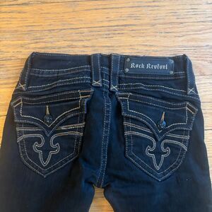 Rock Revival Women’s Size 28 Bootcut Jeans Dark Wash Fleur Flap